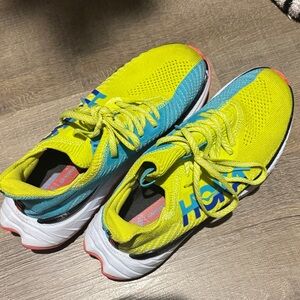 Hoka Yellow and Blue Athletic Shoes